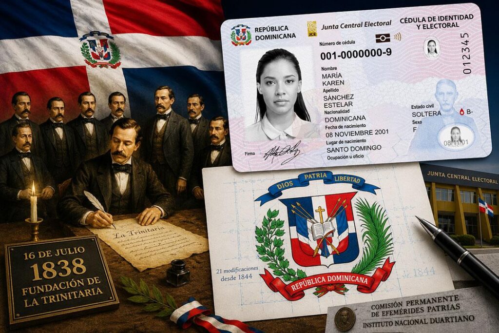 Escudo Nacional República Dominicana, historia Escudo Nacional dominicano, símbolos patrios RD, nueva cédula dominicana, Juan Pablo Duarte y La Trinitaria, identidad nacional dominicana